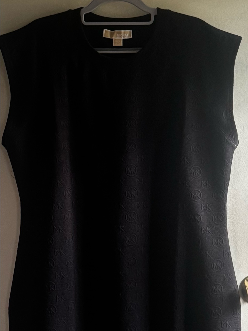 Michael Kors Black Logo-Jacquard Sleeveless Dress XL